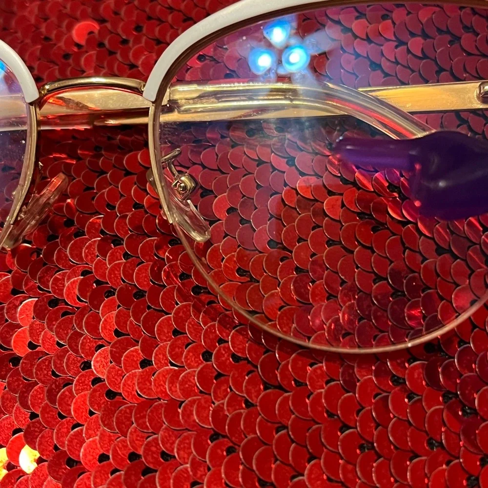 Chic Gold and White Cat-Eye Glasses